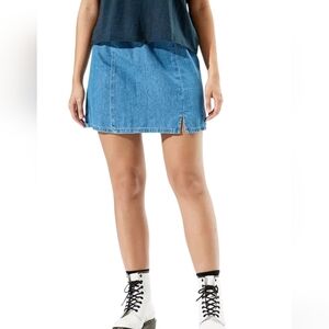 AE Denim Slit Mini Skirt Blue, size M Long